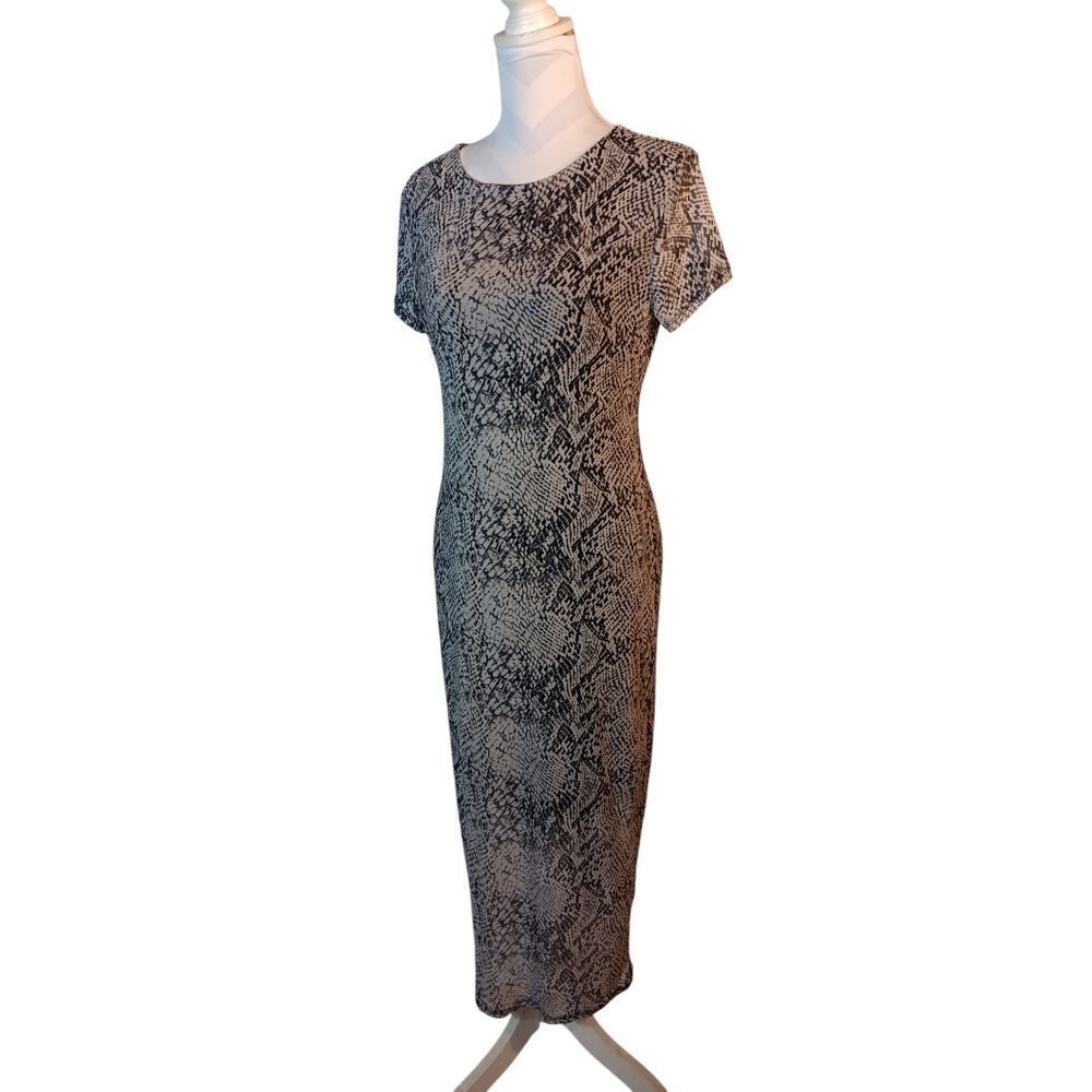 No Boundaries Black and Cream Snake Print Maxi Dress